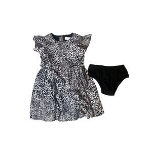 NWT BCBG Girls Ruffle Dress & Briefs Cheetah Leopard Print Size 24 Months